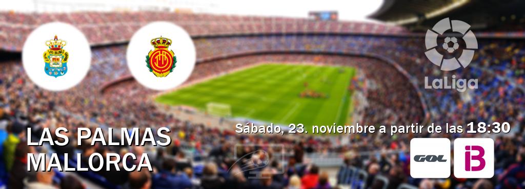 El partido entre Las Palmas y Mallorca será retransmitido por GOL PLAY y IB3 (sábado, 23. noviembre a partir de las  18:30).