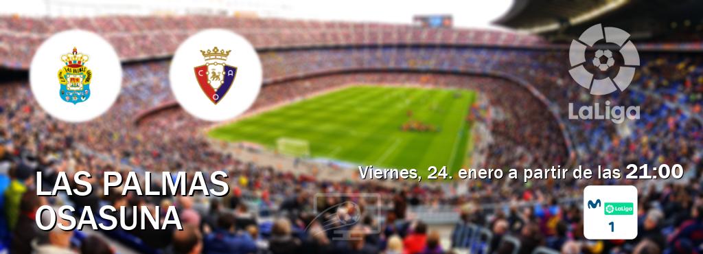 El partido entre Las Palmas y Osasuna será retransmitido por M. LaLiga 1 (viernes, 24. enero a partir de las  21:00).