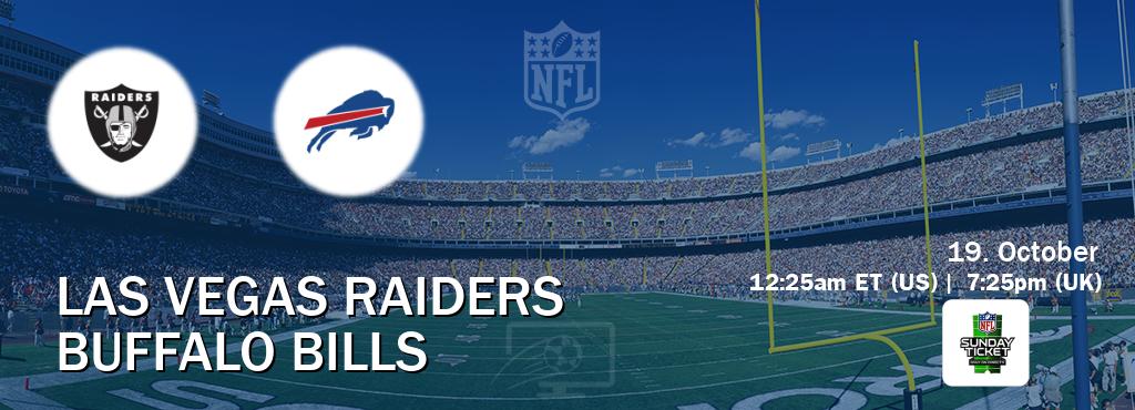 You can watch game live between Las Vegas Raiders and Buffalo Bills on NFL Sunday Ticket(US).
