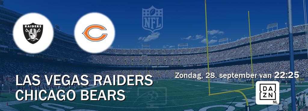 Wedstrijd tussen Las Vegas Raiders en Chicago Bears live op tv bij DAZN (zondag, 28. september van 22:25). Wedstrijd tussen Las Vegas Raiders en Chicago Bears live op tv bij DAZN (zondag, 28. september van 22:25).