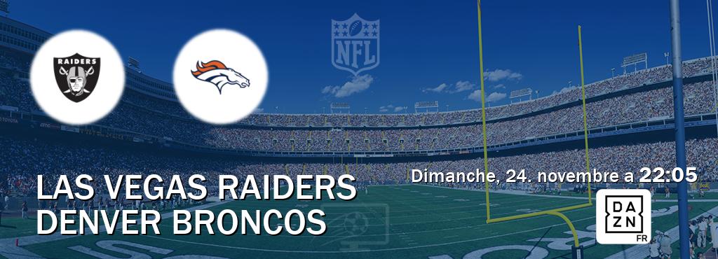 Match entre Las Vegas Raiders et Denver Broncos en direct à la DAZN (dimanche, 24. novembre a  22:05).