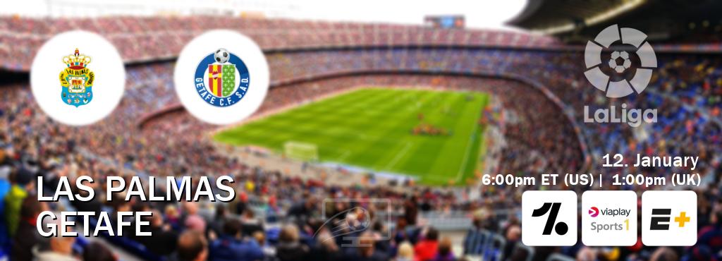 You can watch game live between Las Palmas and Getafe on OneFootball, Viaplay Sports 1(UK), ESPN+(US).