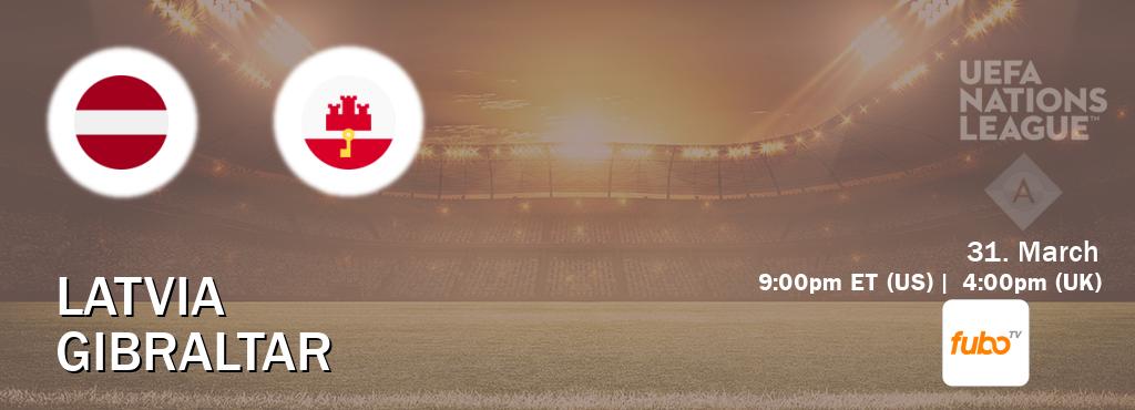 You can watch game live between Latvia and Gibraltar on fuboTV(US). You can watch game live between Latvia and Gibraltar on fuboTV(US).