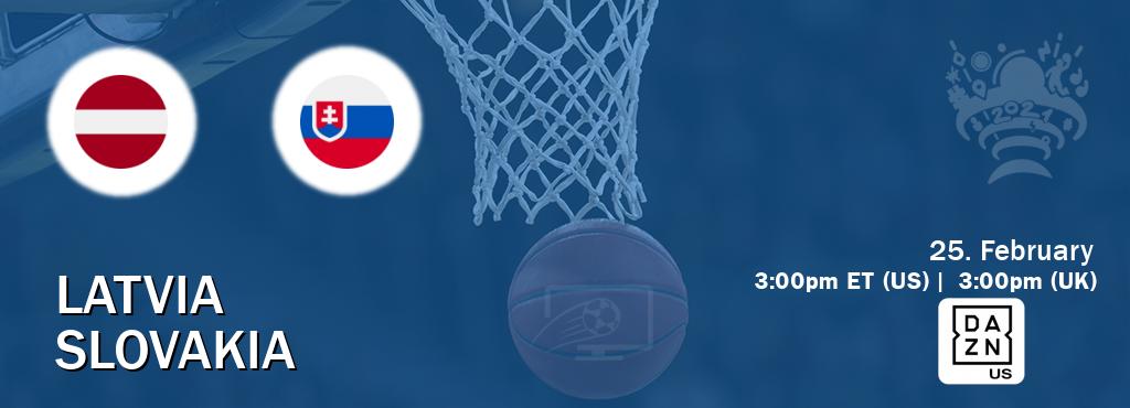 You can watch game live between Latvia and Slovakia on DAZN(US).
