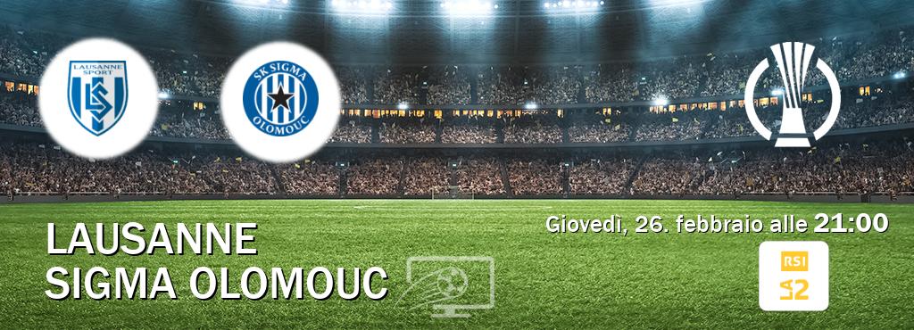 Il match Lausanne - Sigma Olomouc sarà trasmesso in diretta TV su RSI La 2 (ore 21:00)