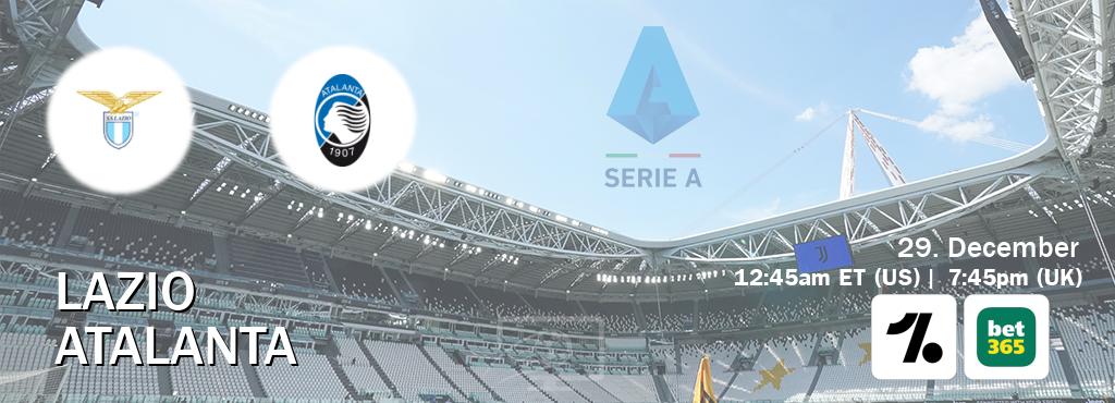 You can watch game live between Lazio and Atalanta on OneFootball and bet365(UK).