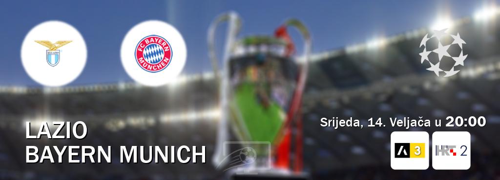 Izravni prijenos utakmice Lazio i Bayern Munich pratite uživo na Arena Sport 3 i HTV2 (Srijeda, 14. Veljača u  20:00).