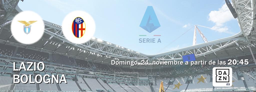 El partido entre Lazio y Bologna será retransmitido por DAZN España (domingo, 24. noviembre a partir de las  20:45).