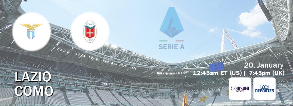 You can watch game live between Lazio and Como on beIN SPORTS 3(AU) and Fox Deportes(US).