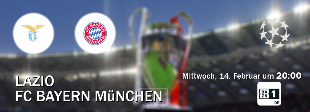 Das Spiel zwischen Lazio und FC Bayern München wird am Mittwoch, 14. Februar um  20:00, live vom DAZN 1 Deutschland übertragen.