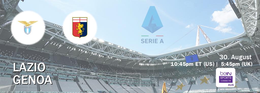 You can watch game live between Lazio and Genoa on beIN Sports Connect(AU).