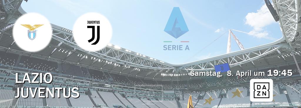 Das Spiel zwischen Lazio und Juventus wird am Samstag,  8. April um  19:45, live vom DAZN übertragen.