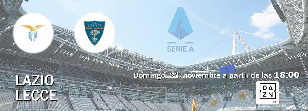 El partido entre Lazio y Lecce será retransmitido por DAZN España (domingo, 23. noviembre a partir de las 18:00). El partido entre Lazio y Lecce será retransmitido por DAZN España (domingo, 23. noviembre a partir de las 18:00).