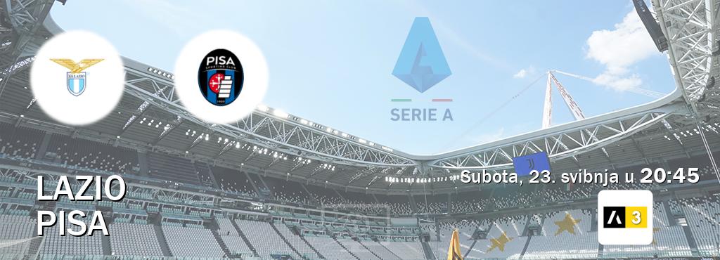 Izravni prijenos utakmice Lazio i Pisa pratite uživo na Arena Sport 3 (subota, 23. svibnja u 20:45). Izravni prijenos utakmice Lazio i Pisa pratite uživo na Arena Sport 3 (subota, 23. svibnja u 20:45).