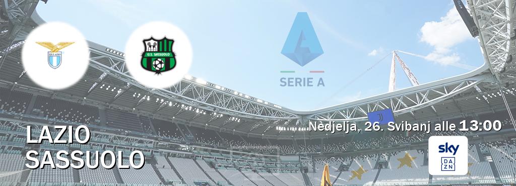 Il match Lazio - Sassuolo sarà trasmesso in diretta TV su Sky Sport Bar (ore 13:00)