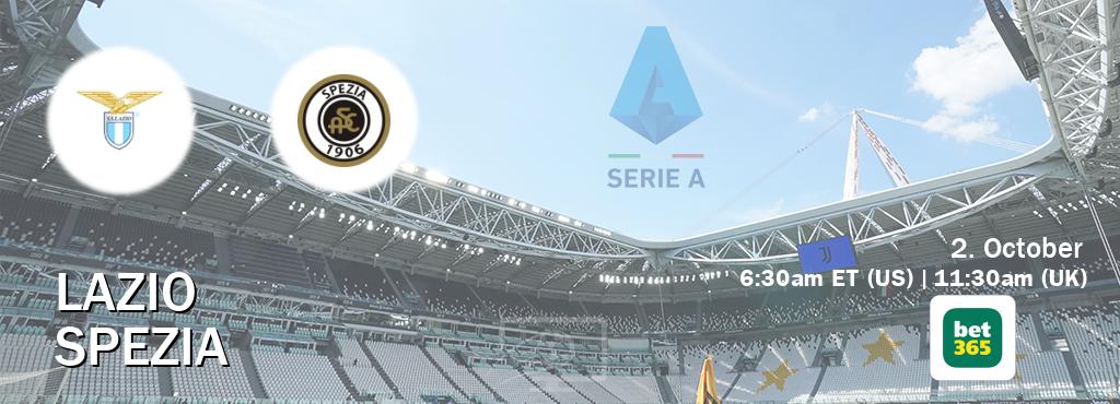 You can watch game live between Lazio and Spezia on bet365.
