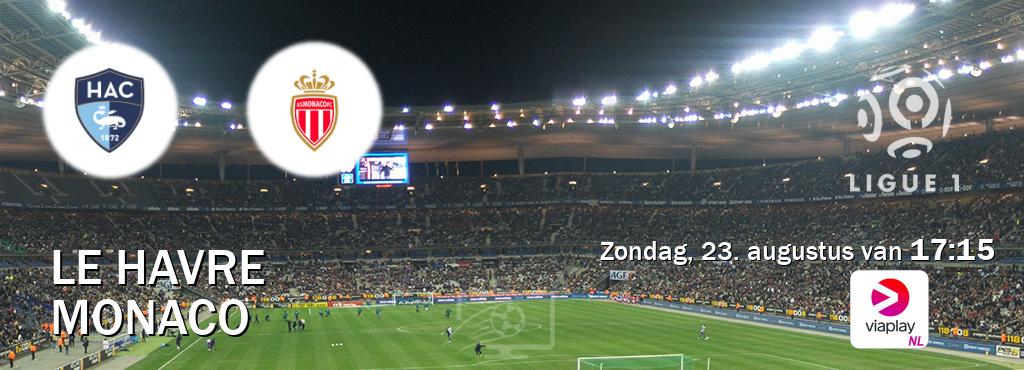 Wedstrijd tussen Le Havre en Monaco live op tv bij Viaplay Nederland (zondag, 23. augustus van  17:15).