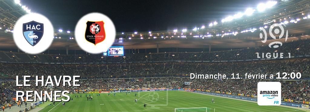 Match entre Le Havre et Rennes en direct à la Amazon Prime FR (dimanche, 11. février a  12:00).