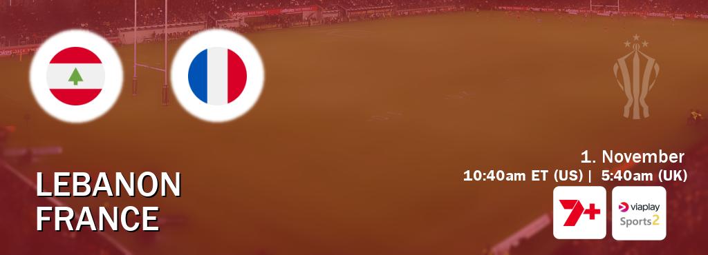 You can watch game live between Lebanon and France on 7plus Sport(AU) and Viaplay Sports 2(UK).