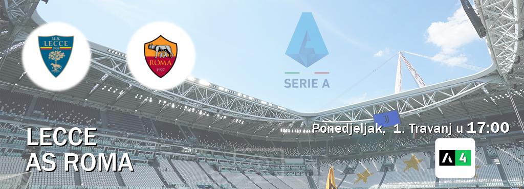 Izravni prijenos utakmice Lecce i AS Roma pratite uživo na Arena Sport 4 (Ponedjeljak,  1. Travanj u  17:00).