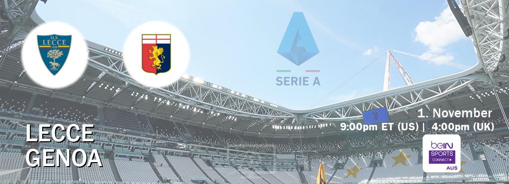 You can watch game live between Lecce and Genoa on beIN Sports Connect(AU).
