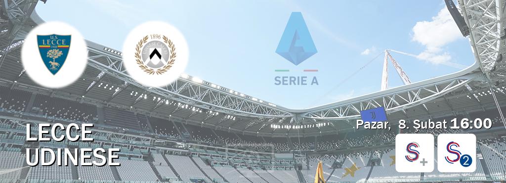 Karşılaşma Lecce - Udinese S Sport + ve S Sport 2'den canlı yayınlanacak (Pazar,  8. Şubat  16:00).