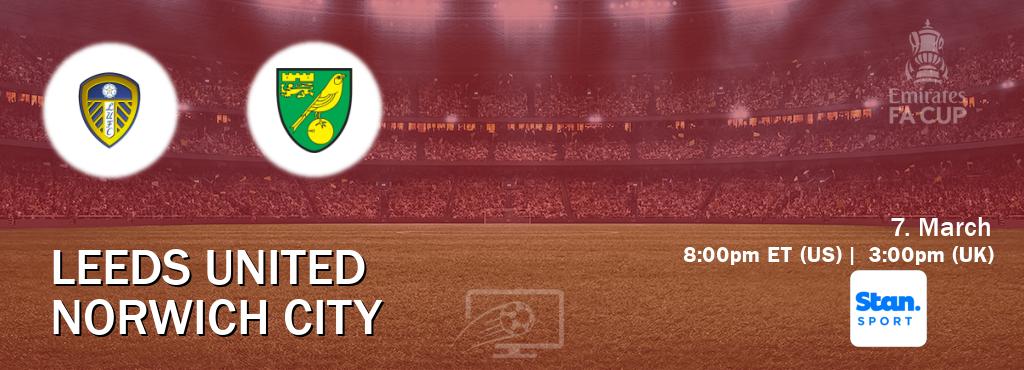 You can watch game live between Leeds United and Norwich City on Stan Sport(AU).