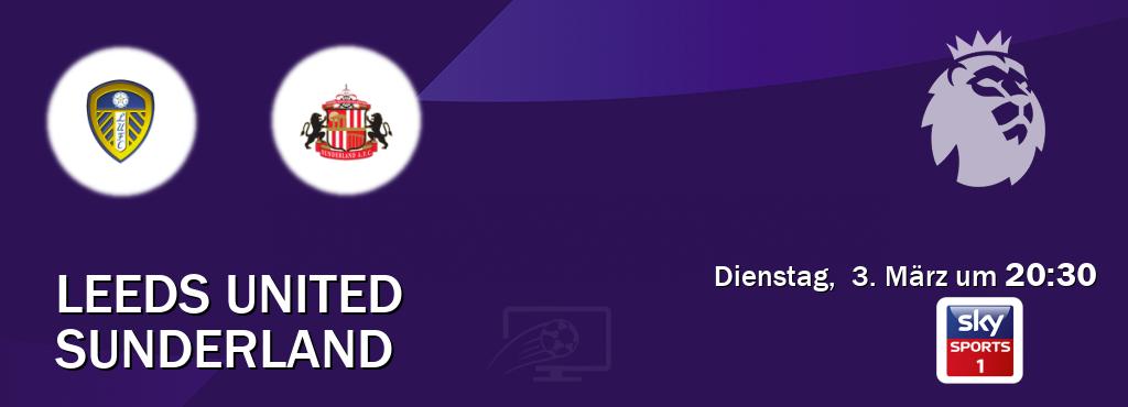 Das Spiel zwischen Leeds United und Sunderland wird am Dienstag,  3. März um  20:30, live vom Sky Sport 1 übertragen.