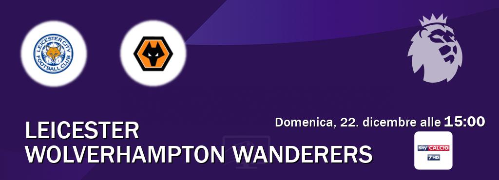 Il match Leicester - Wolverhampton Wanderers sarà trasmesso in diretta TV su Sky Calcio 7 (ore 15:00)