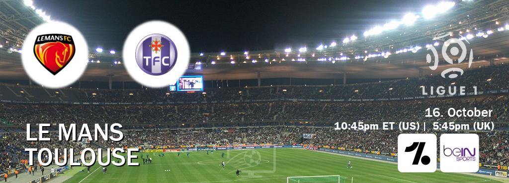 You can watch game live between Le Mans and Toulouse on OneFootball and beIN SPORTS USA(US). You can watch game live between Le Mans and Toulouse on OneFootball and beIN SPORTS USA(US).