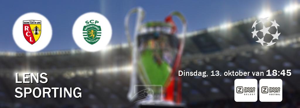 Wedstrijd tussen Lens en Sporting live op tv bij Ziggo Sport 2, Ziggo Sport (dinsdag, 13. oktober van  18:45).