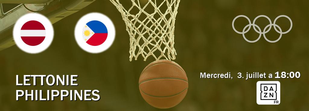 Match entre Lettonie et Philippines en direct à la DAZN (mercredi,  3. juillet a  18:00).