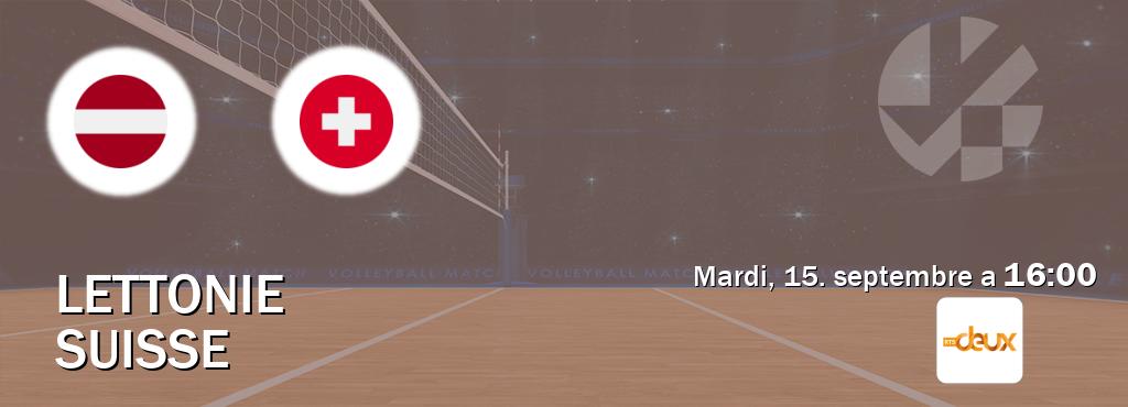 Match entre Lettonie et Suisse en direct à la RTS 2 (mardi, 15. septembre a  16:00).
