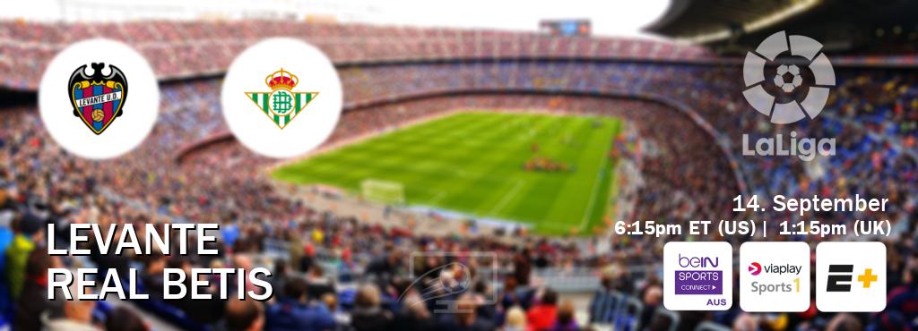 You can watch game live between Levante and Real Betis on beIN Sports Connect(AU), Viaplay Sports 1(UK), ESPN+(US). You can watch game live between Levante and Real Betis on beIN Sports Connect(AU), Viaplay Sports 1(UK), ESPN+(US).