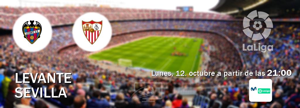 El partido entre Levante y Sevilla será retransmitido por M. LaLiga (lunes, 12. octubre a partir de las 21:00). El partido entre Levante y Sevilla será retransmitido por M. LaLiga (lunes, 12. octubre a partir de las 21:00).