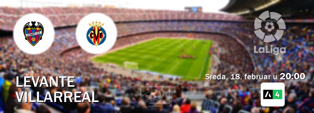 Izravni prijenos utakmice Levante i Villarreal pratite uživo na Arena Sport 4 (sreda, 18. februar u  20:00).
