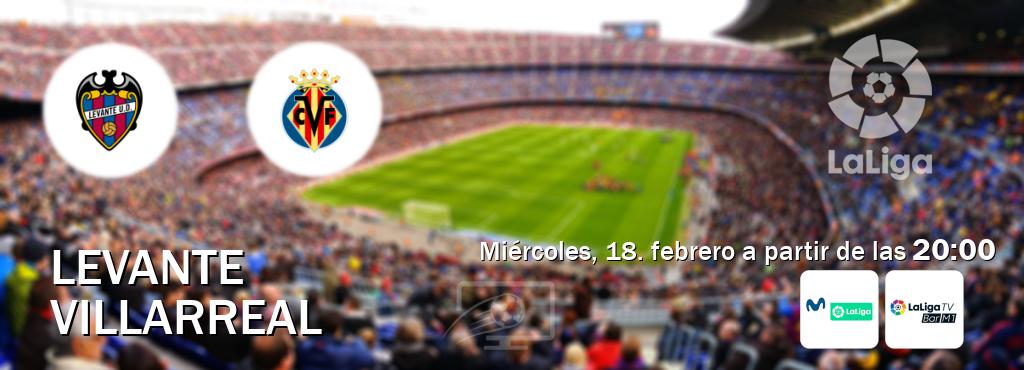 El partido entre Levante y Villarreal será retransmitido por M. LaLiga y La Liga TV Bar M1 (miércoles, 18. febrero a partir de las  20:00).