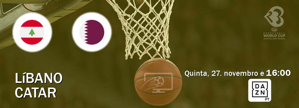 Jogo entre Líbano e Catar tem emissão DAZN (quinta, 27. novembro e  16:00).