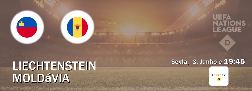Jogo entre Liechtenstein e Moldávia tem emissão Sport TV 5 (Sexta,  3. Junho e  19:45).