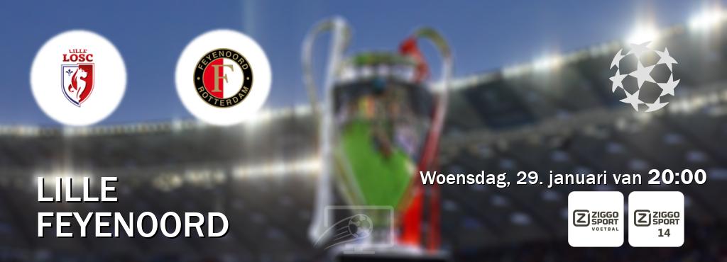 Wedstrijd tussen Lille en Feyenoord live op tv bij Ziggo Sport, Ziggo Sport 14 (woensdag, 29. januari van  20:00).