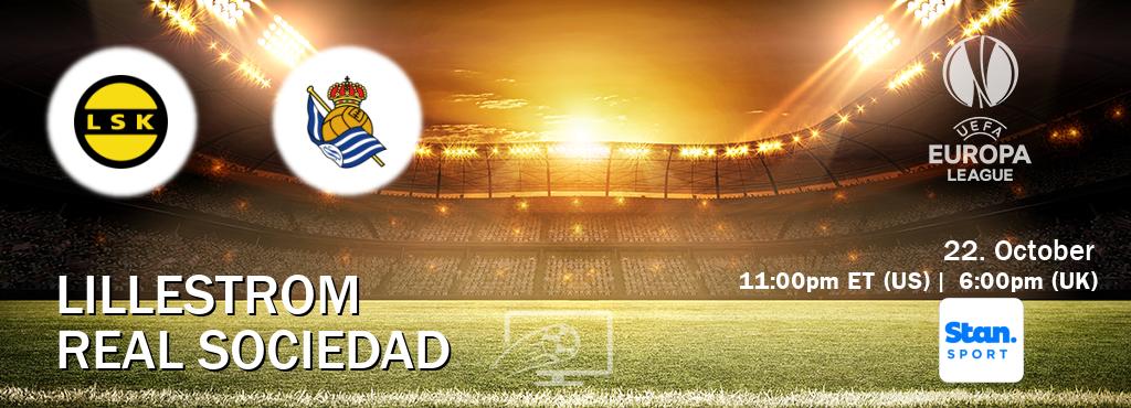 You can watch game live between Lillestrom and Real Sociedad on Stan Sport(AU). You can watch game live between Lillestrom and Real Sociedad on Stan Sport(AU).
