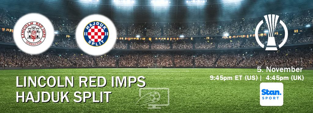 You can watch game live between Lincoln Red Imps and Hajduk Split on Stan Sport(AU). You can watch game live between Lincoln Red Imps and Hajduk Split on Stan Sport(AU).