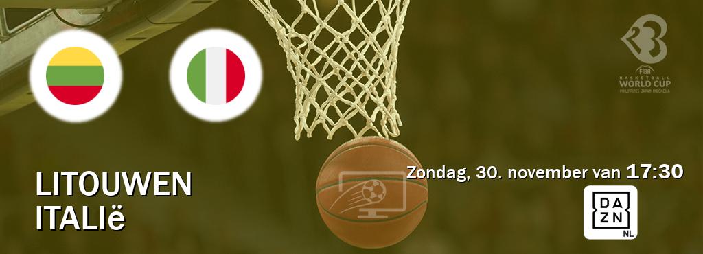 Wedstrijd tussen Litouwen en Italië live op tv bij DAZN (zondag, 30. november van  17:30).