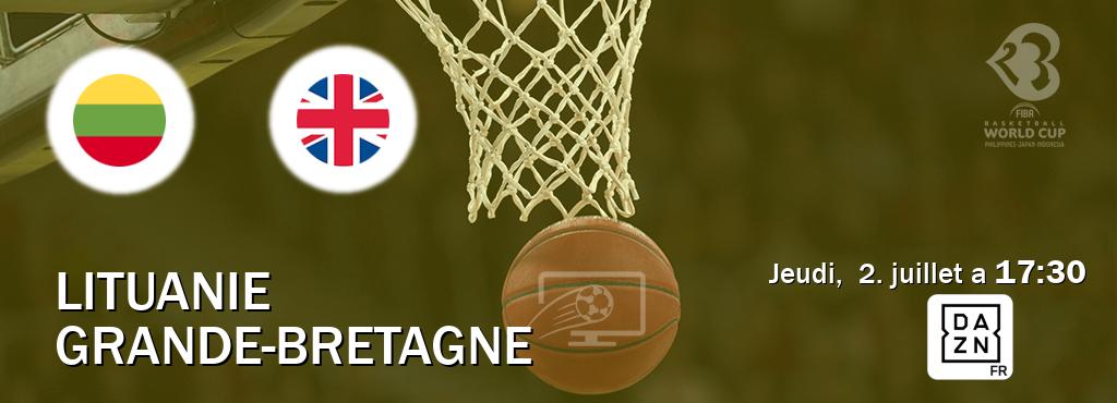 Match entre Lituanie et Grande-Bretagne en direct à la DAZN (jeudi,  2. juillet a  17:30).