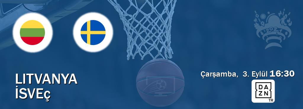 Karşılaşma Litvanya - İsveç DAZN'den canlı yayınlanacak (Çarşamba,  3. Eylül  16:30).