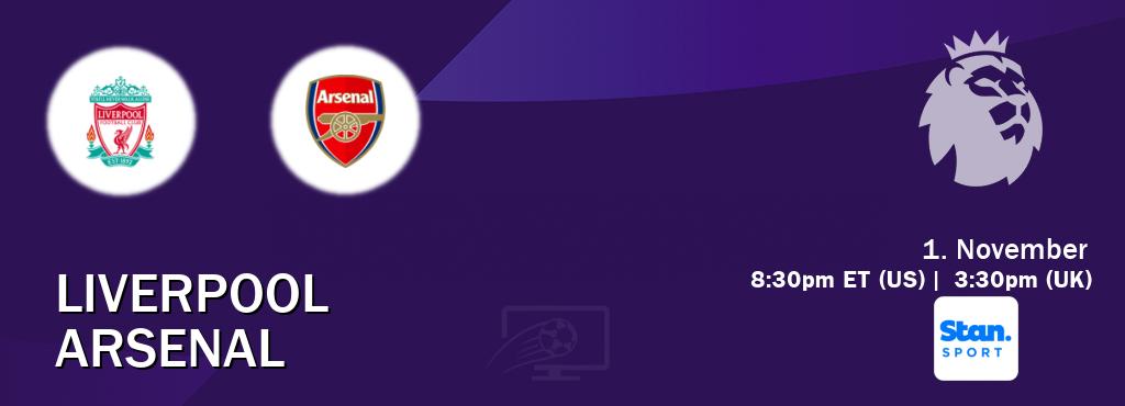 You can watch game live between Liverpool and Arsenal on Stan Sport(AU). You can watch game live between Liverpool and Arsenal on Stan Sport(AU).