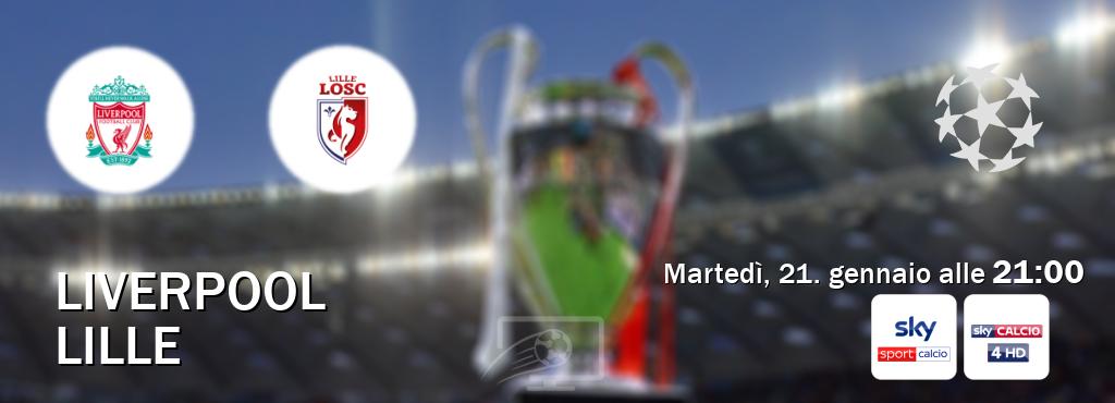 Il match Liverpool - Lille sarà trasmesso in diretta TV su Sky Sport Calcio e Sky Calcio 4 (ore 21:00)