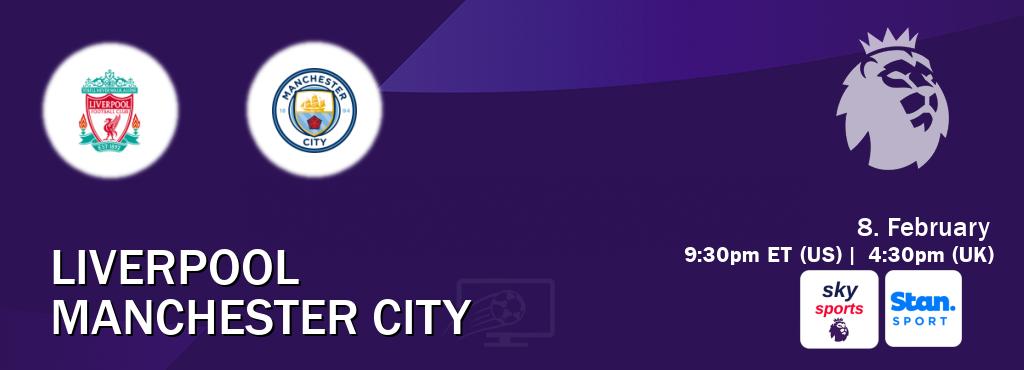 You can watch game live between Liverpool and Manchester City on Sky Sports Premier League(UK) and Stan Sport(AU). You can watch game live between Liverpool and Manchester City on Sky Sports Premier League(UK) and Stan Sport(AU).