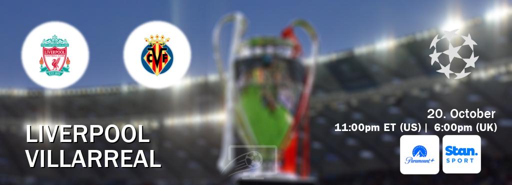 You can watch game live between Liverpool and Villarreal on Paramount+(US) and Stan Sport(AU). You can watch game live between Liverpool and Villarreal on Paramount+(US) and Stan Sport(AU).