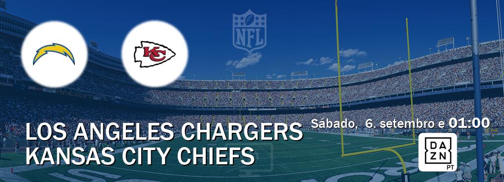 Jogo entre Los Angeles Chargers e Kansas City Chiefs tem emissão DAZN (sábado,  6. setembro e  01:00).